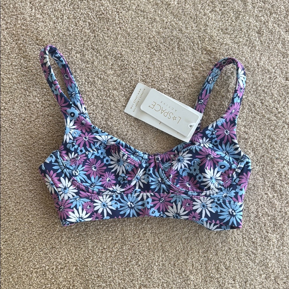 L*Space Floral Bralette - Purple and Blue